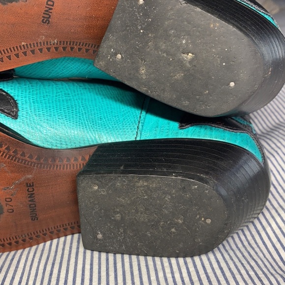 Sundance Flings Teal and Black Cowboy Boots Women’s Snip Toe Size 6.5-7 - Picture 4 of 9